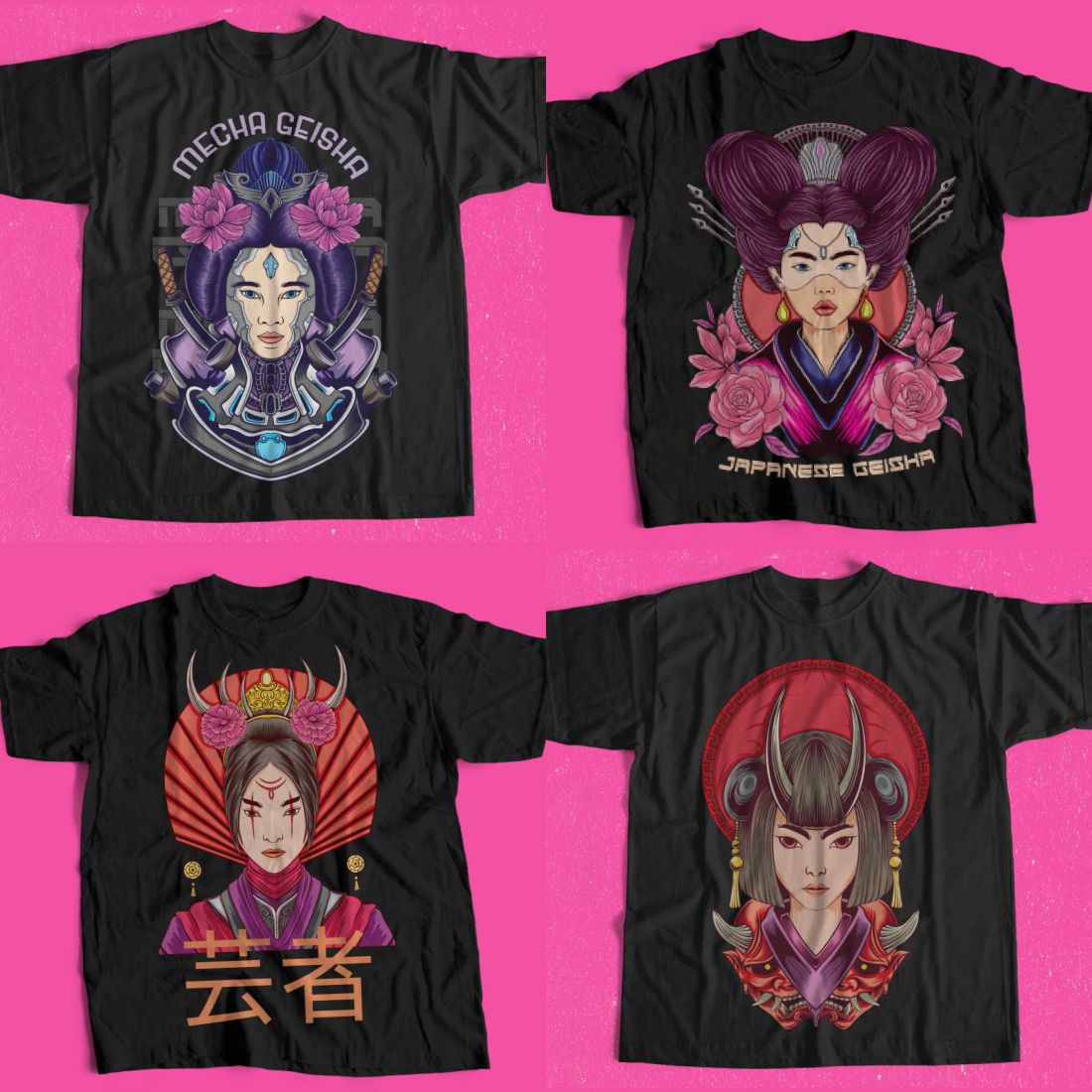 Japanese Streetwear T-shirt Design Vector Bundle
