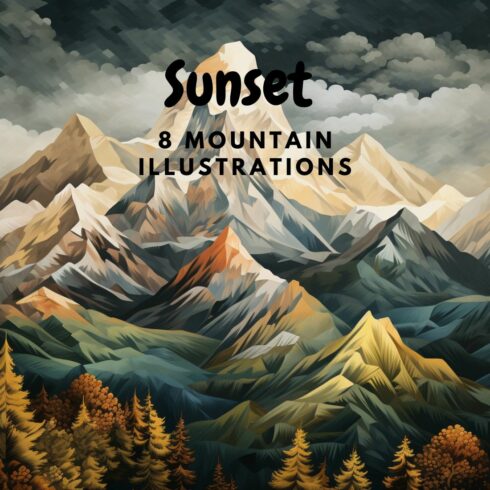 Sunset-mountains illustrations cover image.
