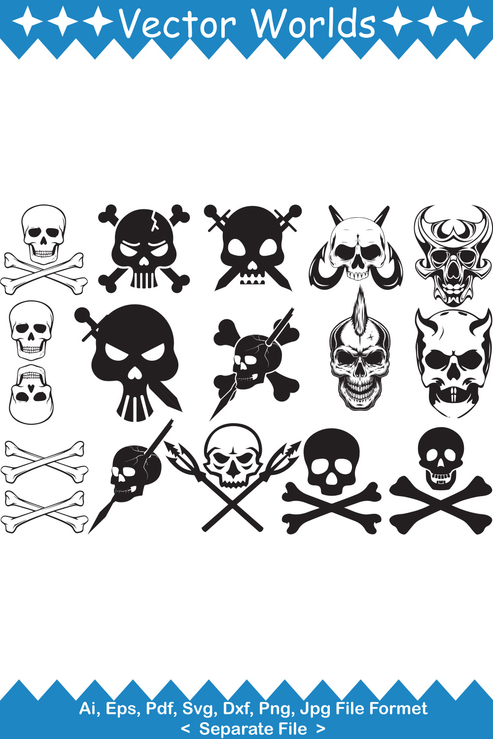 Skull Killer SVG Vector Design pinterest preview image.