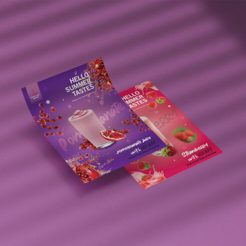 Strawberry & Pomegranate Juice Flyer Design cover image.