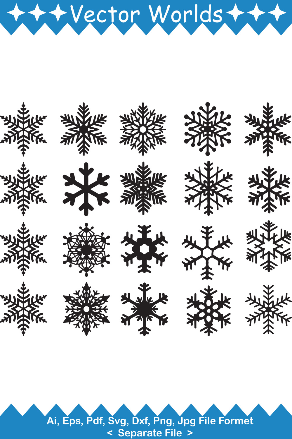 Snowflake SVG Vector Design pinterest preview image.