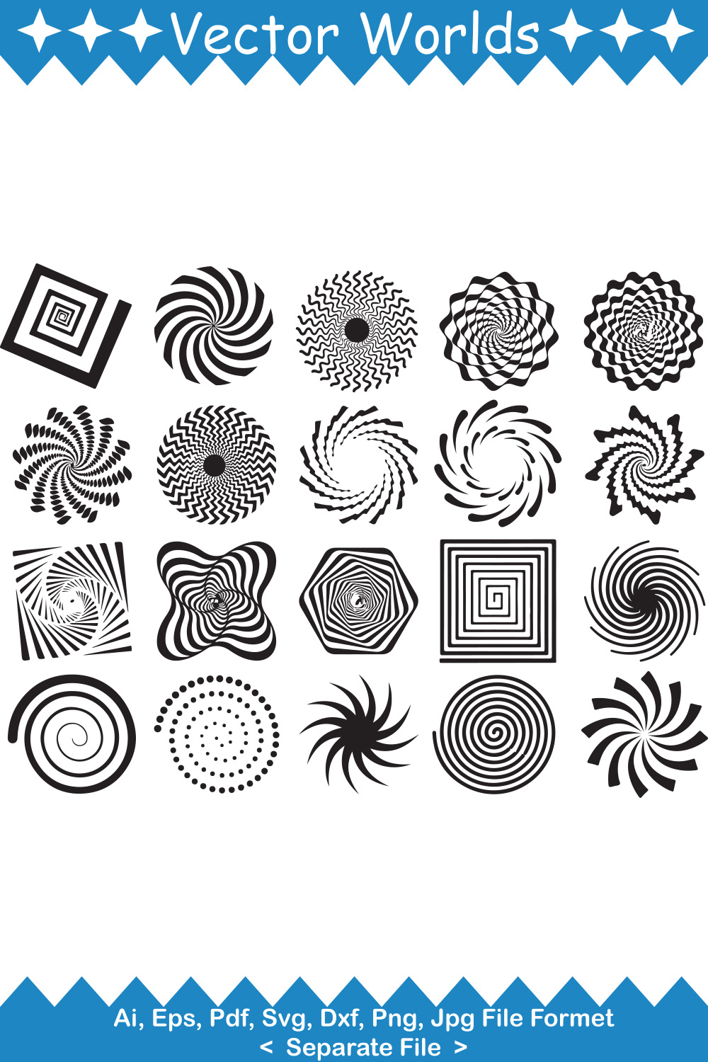 Swirl SVG Vector Design pinterest preview image.