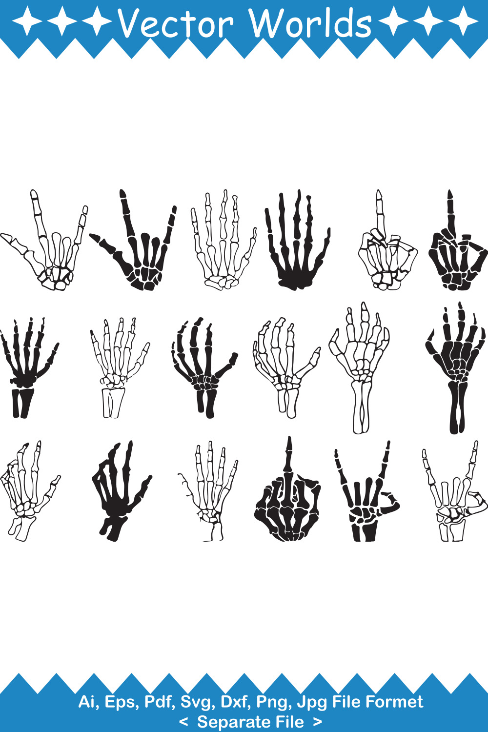 Skeleton Hand Spooky SVG Vector Design pinterest preview image.