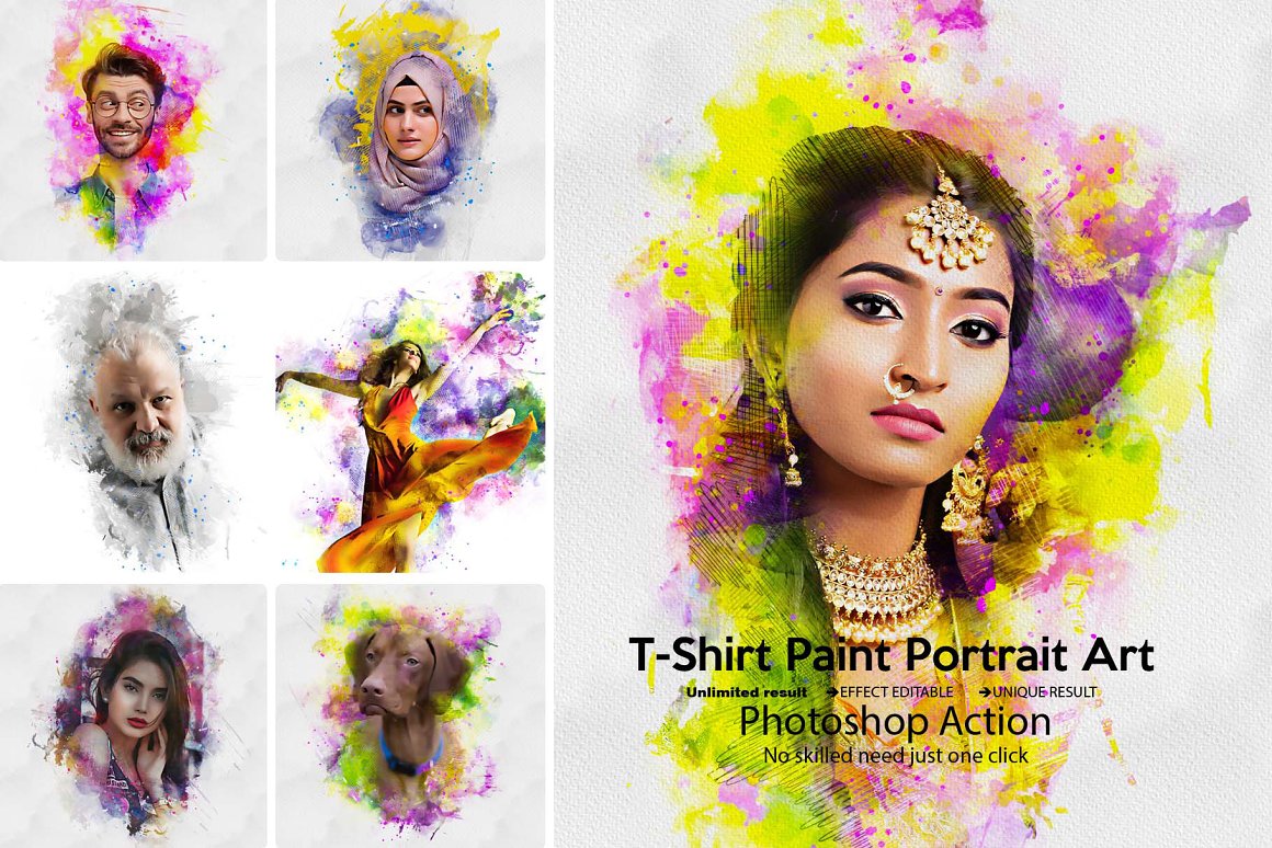 t shirt paint portrait art photoshop actions 853