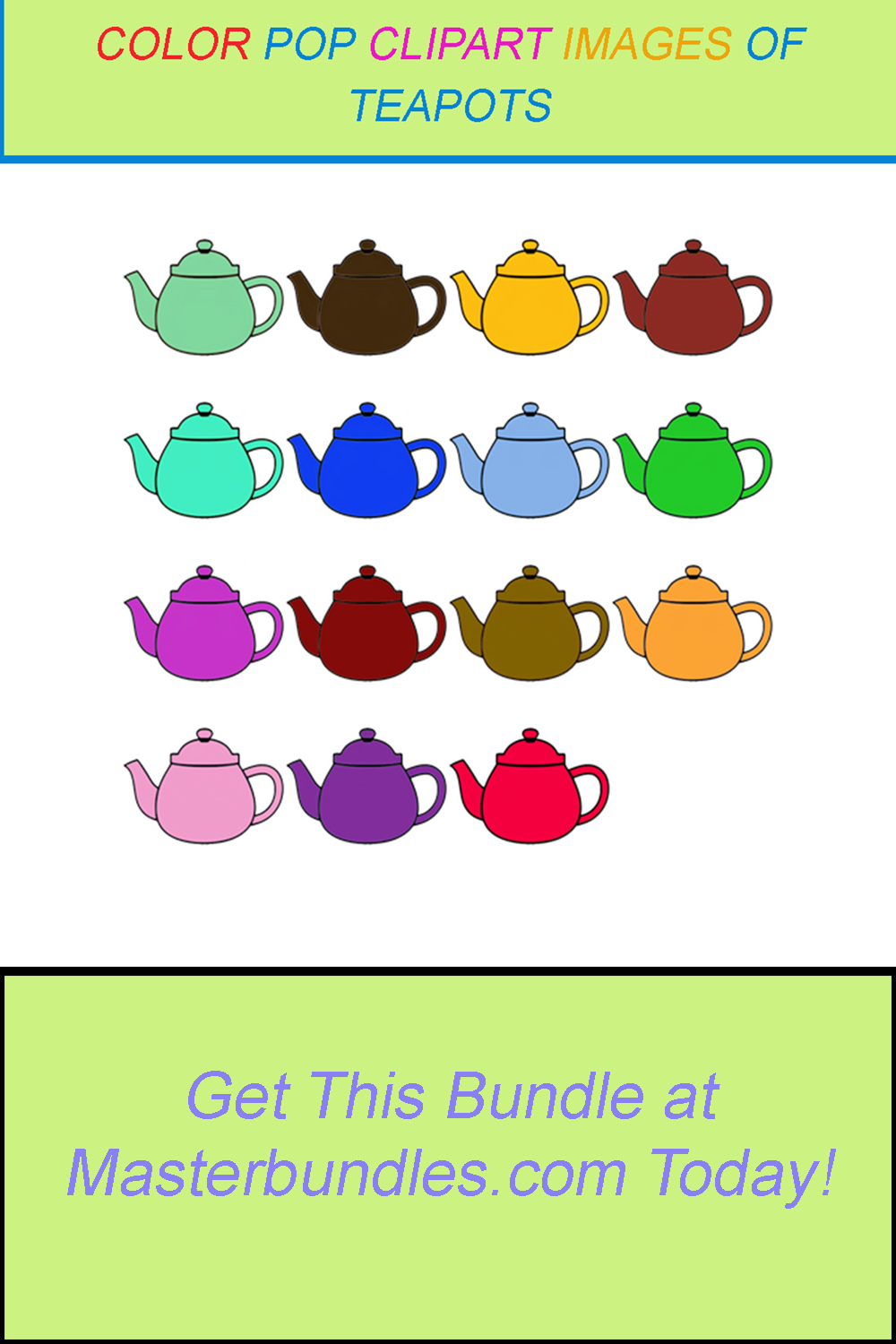 15 COLOR POP CLIPART IMAGES OF TEAPOTS pinterest preview image.