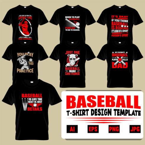 15 Editable Custom Baseball T-shirt Designs Bundle Template cover image.