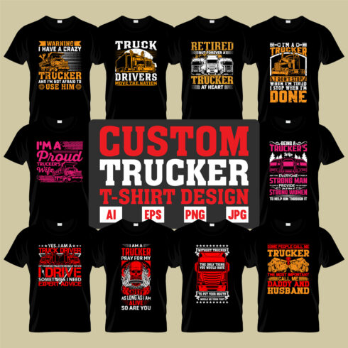 Custom Truck Driver T-shirt Design Bundle cover image.