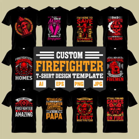 20 Custom Firefighter T-Shirt Designs Template cover image.