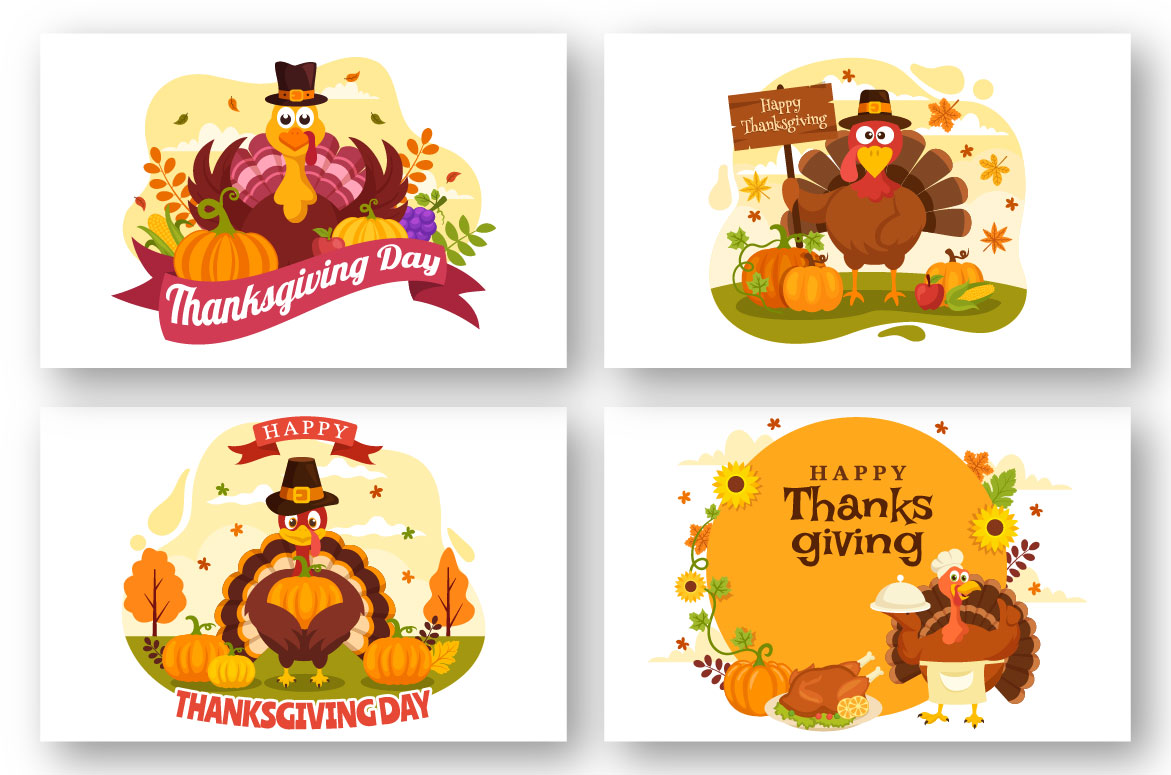 30 Happy Thanksgiving Day Illustration - MasterBundles