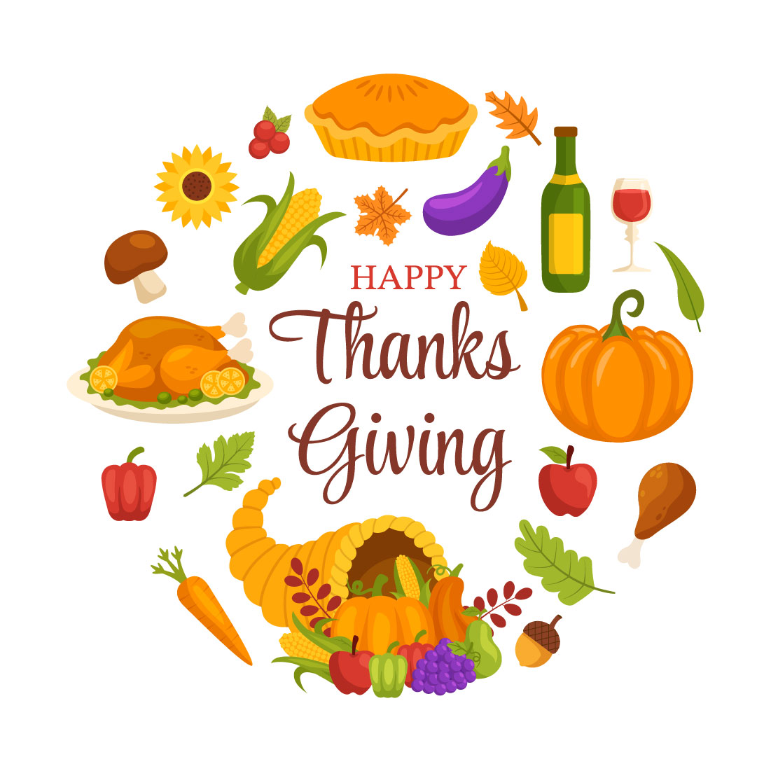 30 Happy Thanksgiving Day Illustration cover image.