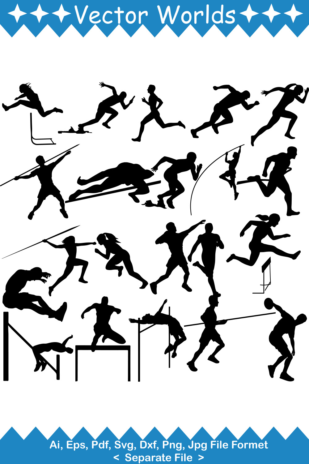 Track And Field SVG Vector Design pinterest preview image.