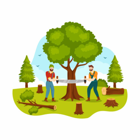 16 Chopping Timber and Cutting Tree Illustration cover image.