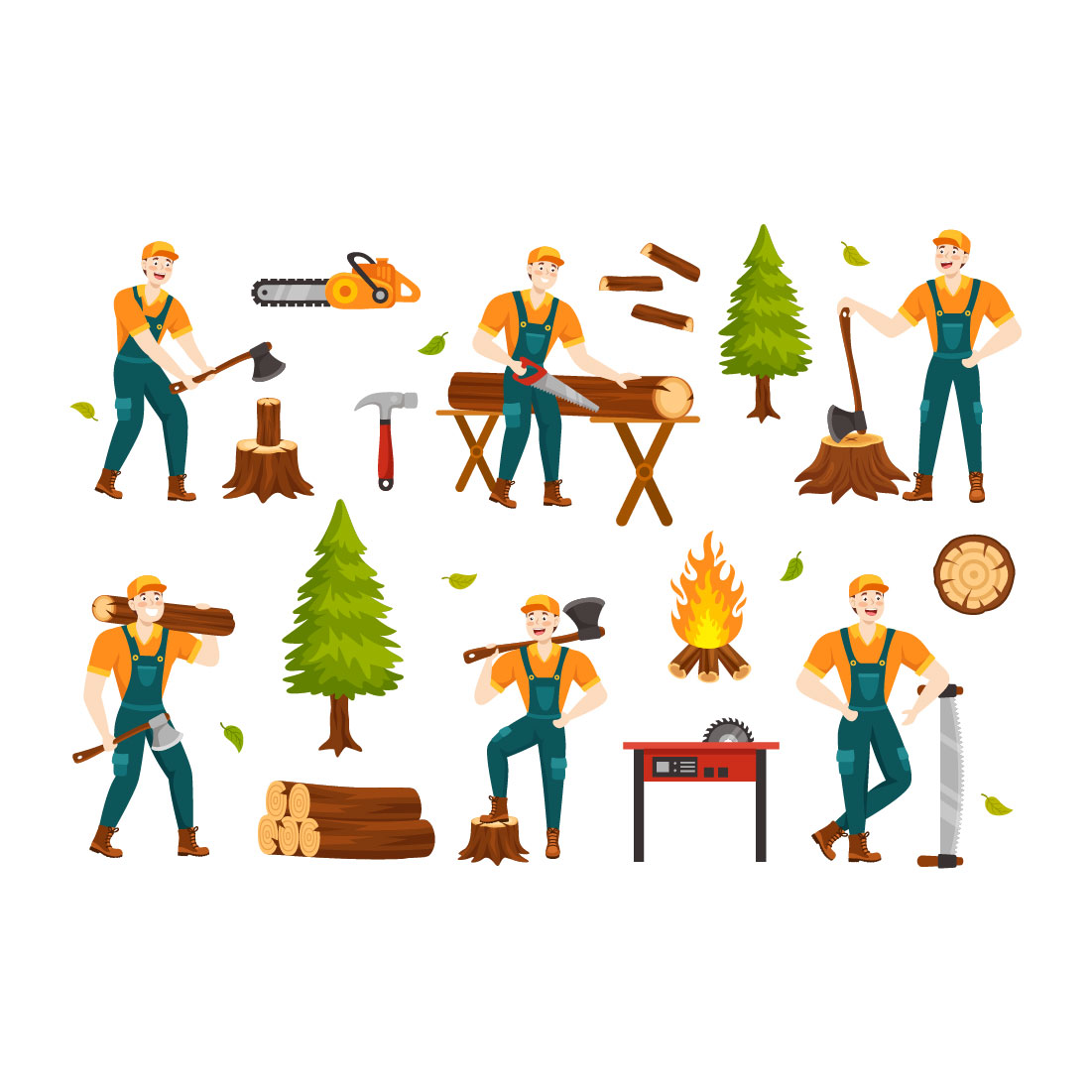 16 Chopping Timber and Cutting Tree Illustration preview image.