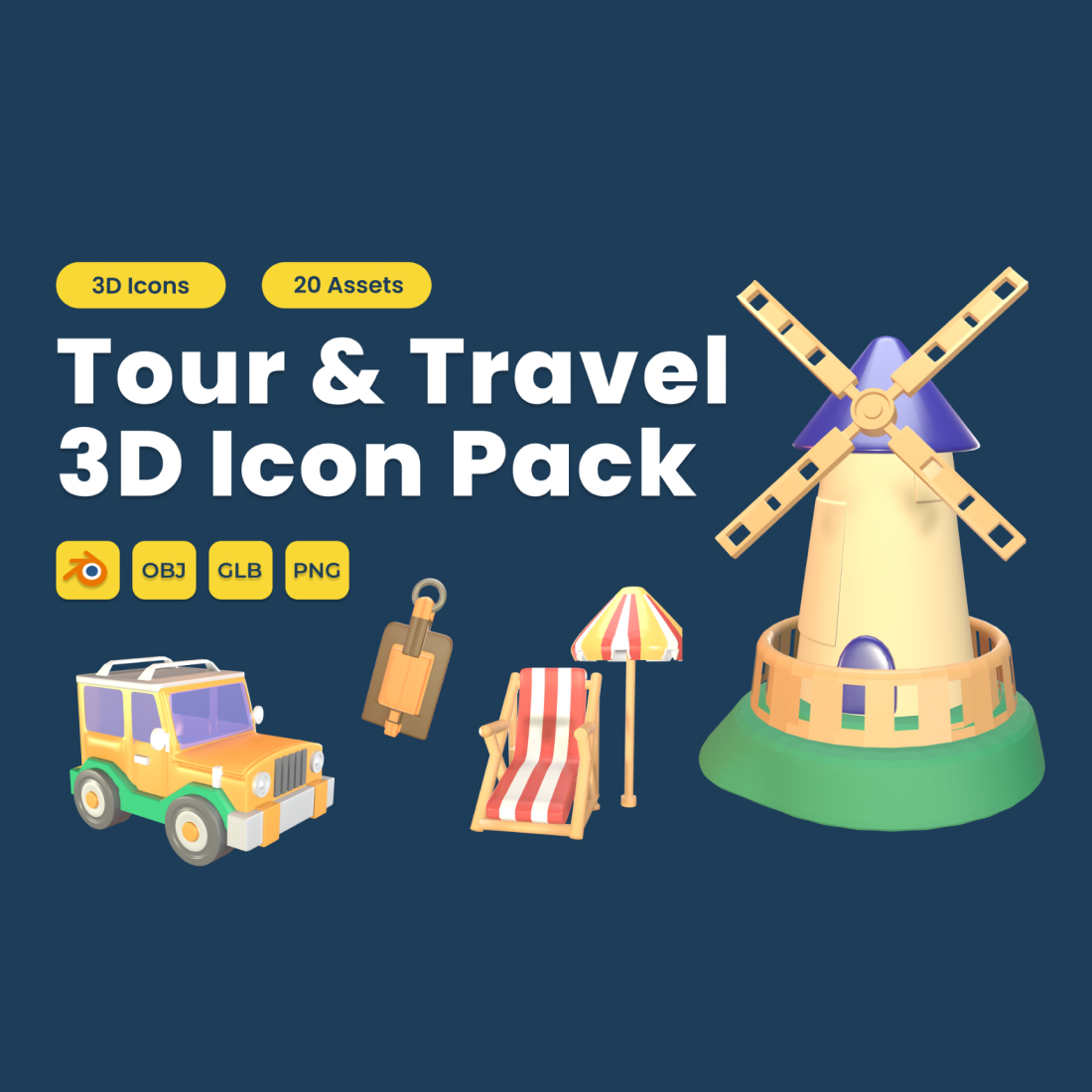 Tour and Travel 3D Icon Pack Vol 6 preview image.