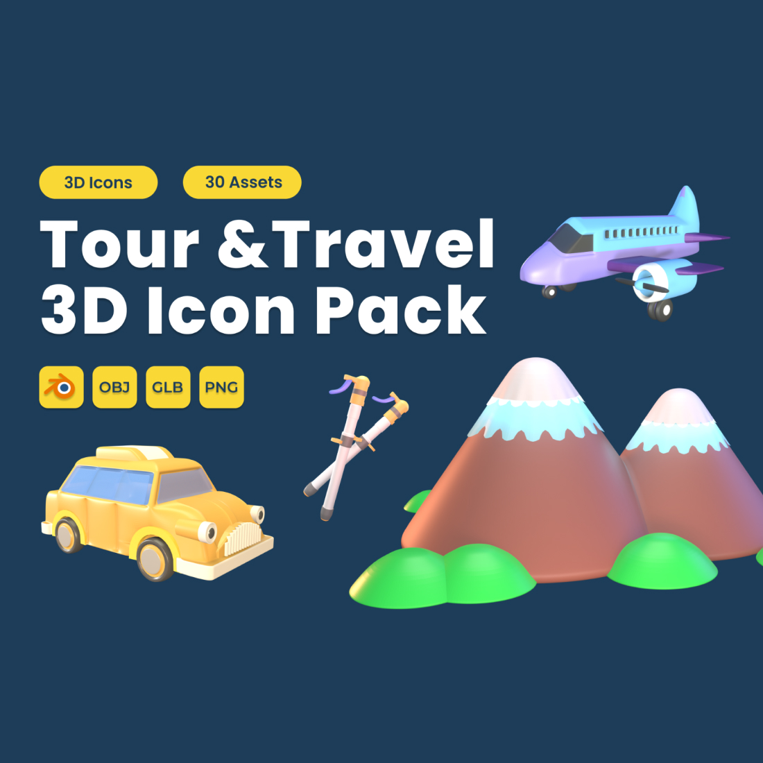 Tour and Travel 3D Icon Pack Vol 5 preview image.