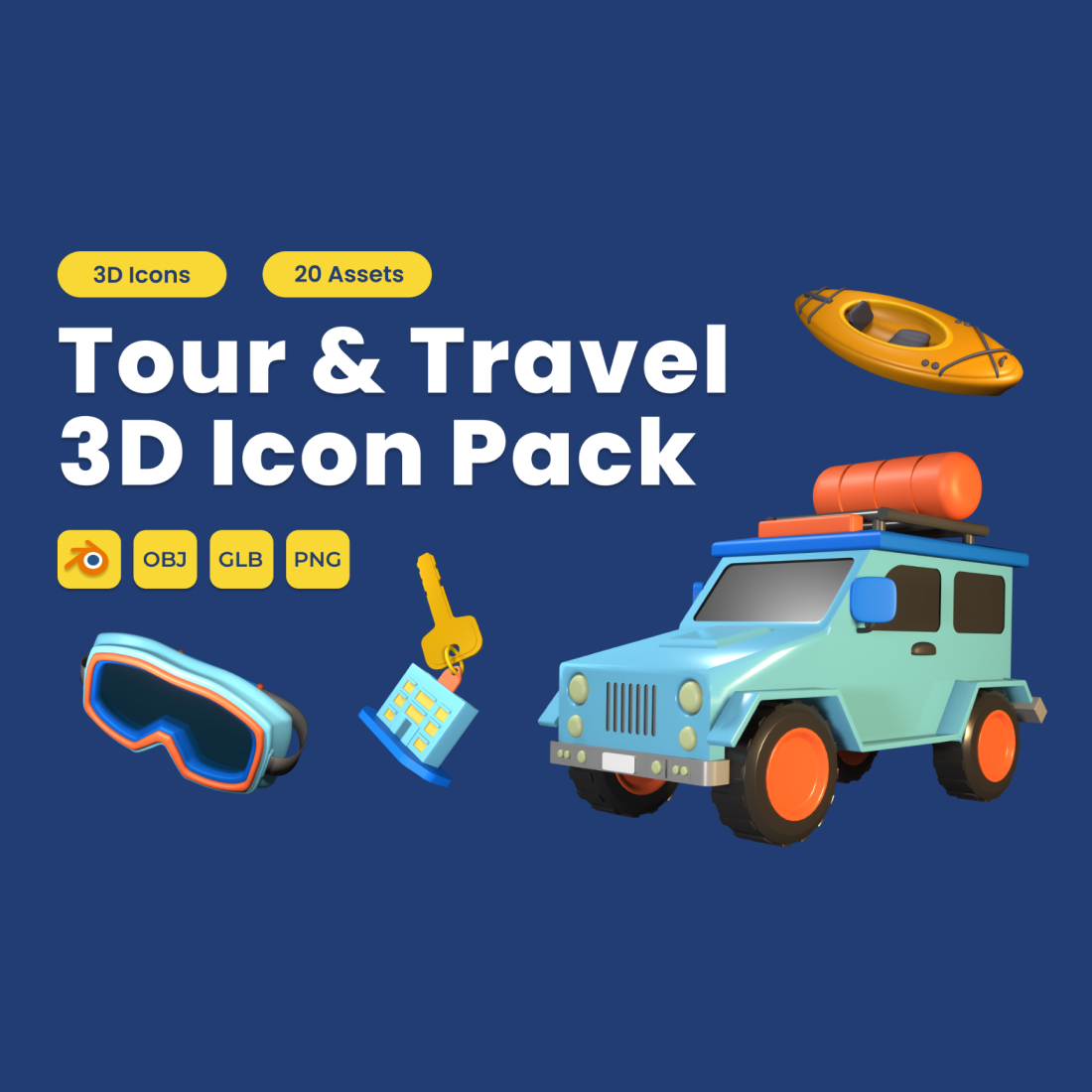 Tour and Travel 3D Icon Pack Vol 4 preview image.
