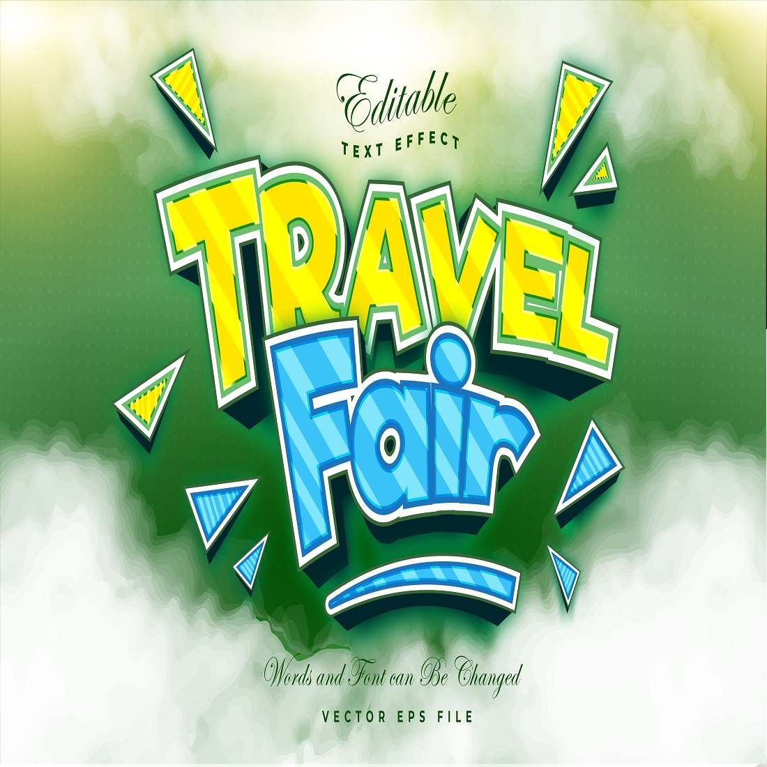 Travel fair text effect preview image.