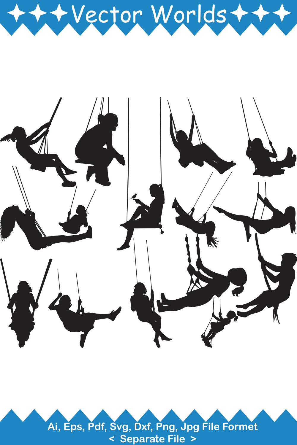 Swinging woman SVG Vector Design pinterest preview image.