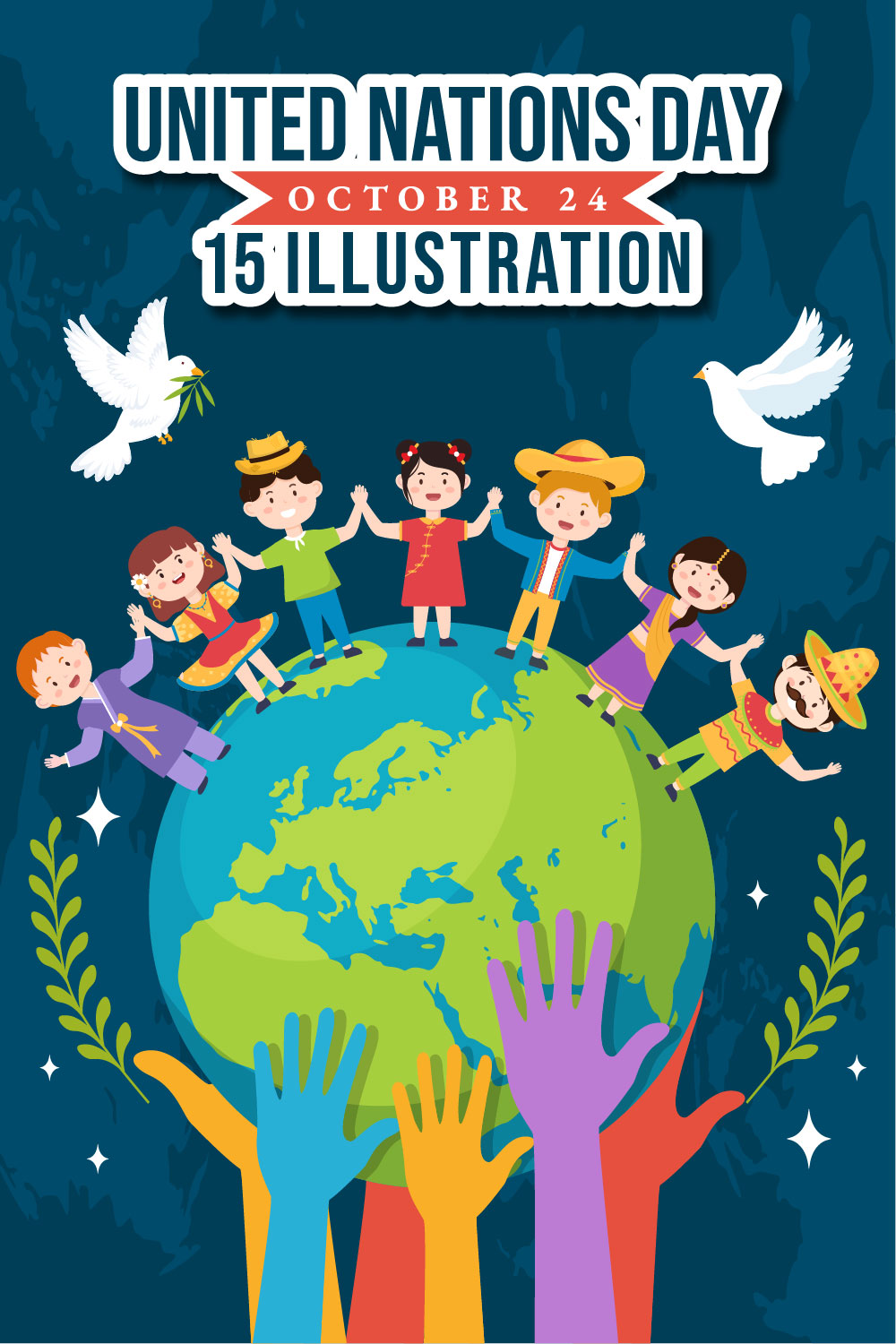 15 United Nations Day Illustration pinterest preview image.