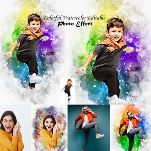 Colorful Watercolor Editable Photo cover image.