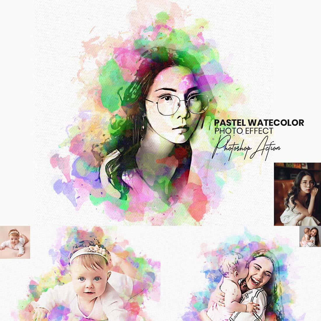 Pastel Watercolor Photoshop Action cover image.