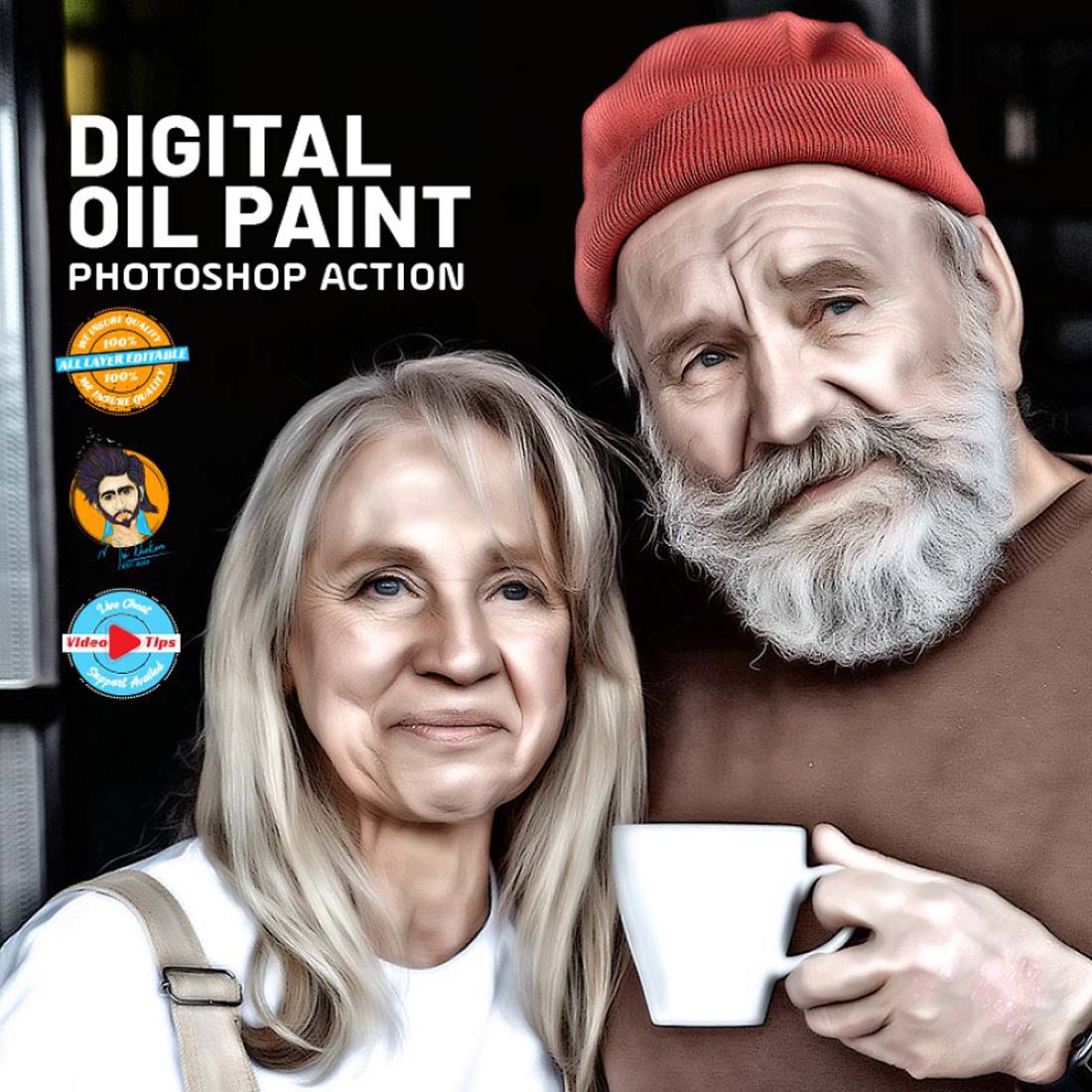 Digital Oil Paint Photoshop Actions cover image.