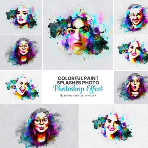 Colorful Paint splashes photo effect cover image.