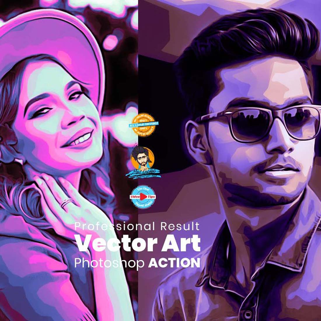 Vector Art Photoshop Action cover image.