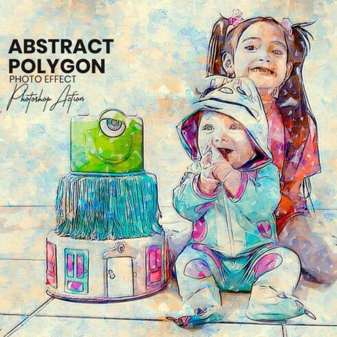 Abstract Polygon Photoshop Action cover image.