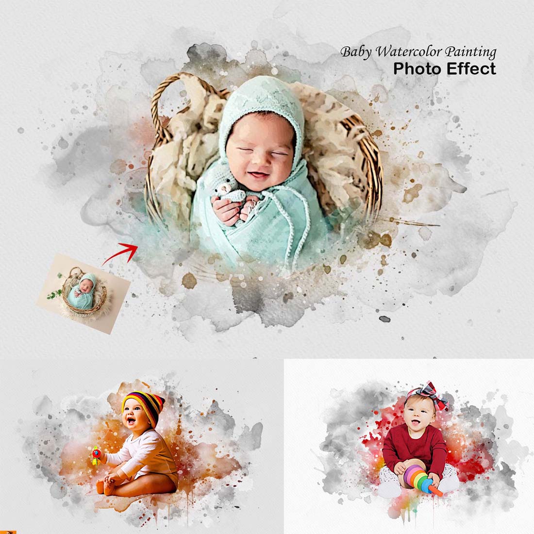 Baby Watercolor Painting Effect cover image.