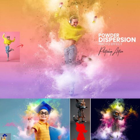 Powder Dispersion Photoshop Actions cover image.