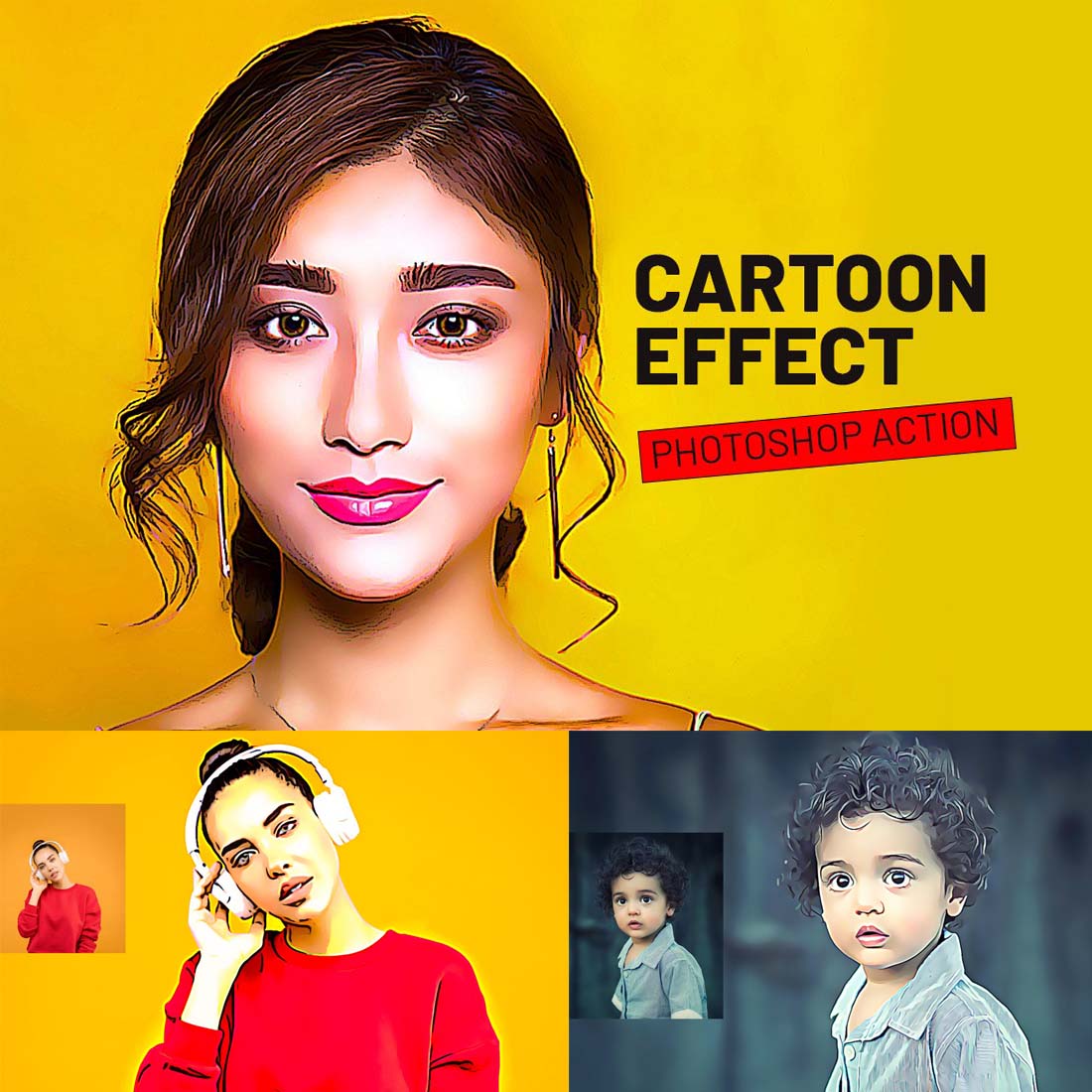 Cartoon Effect Photoshop Action cover image.