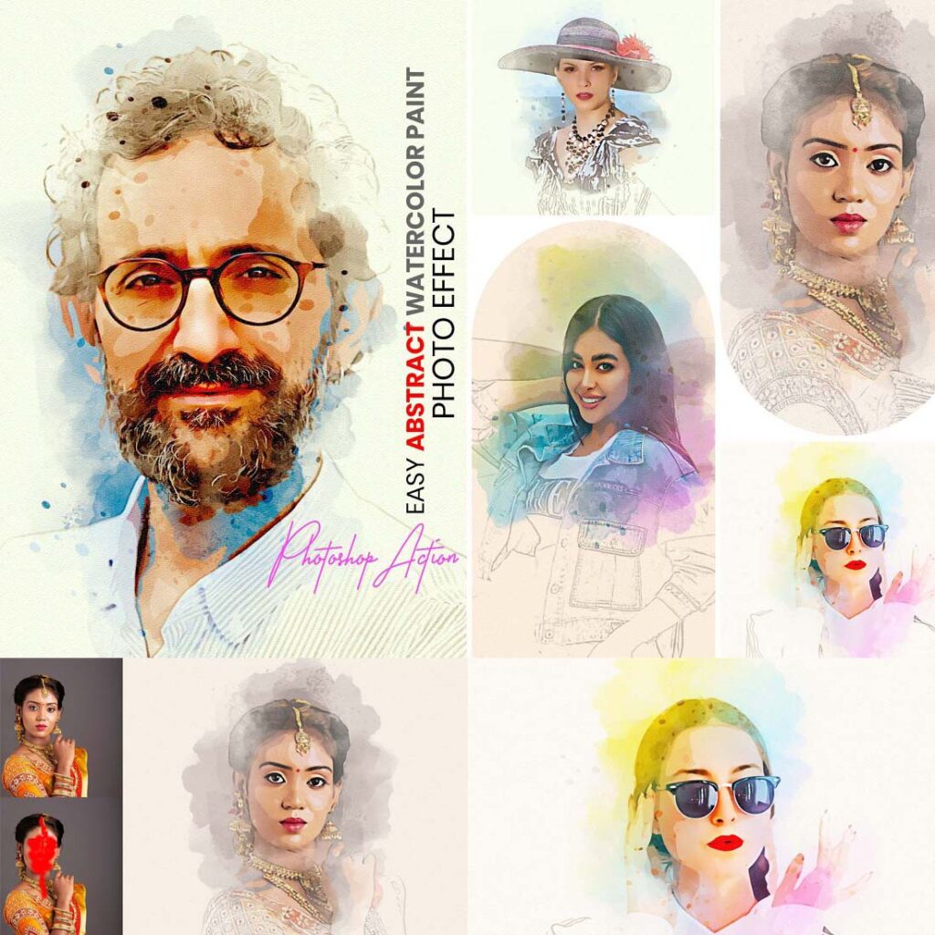 Abstract Watercolor Photoshop Action - MasterBundles