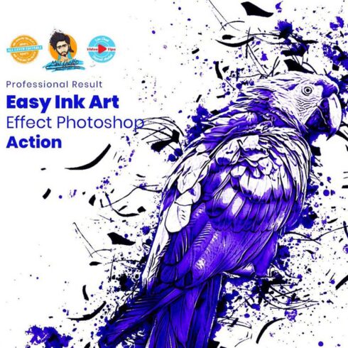 Easy Ink Art Photoshop Action cover image.