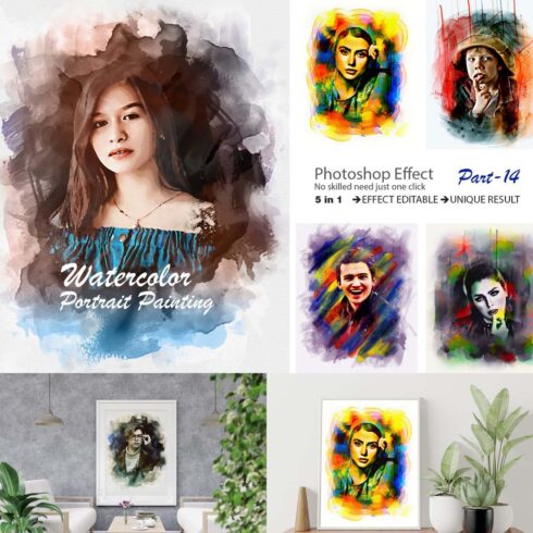 Watercolor Portrait Painting Effect cover image.