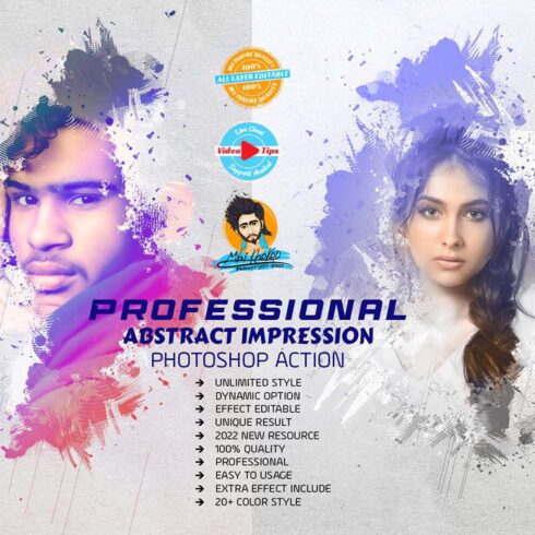 Abstract Impression Photoshop Action cover image.