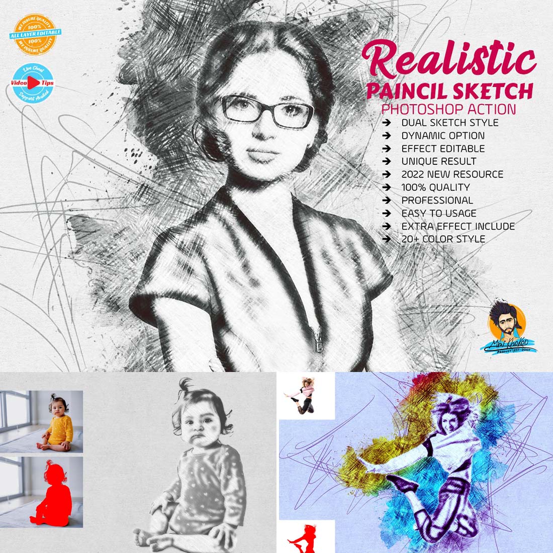 Realistic Pencil Sketch Photoshop cover image.