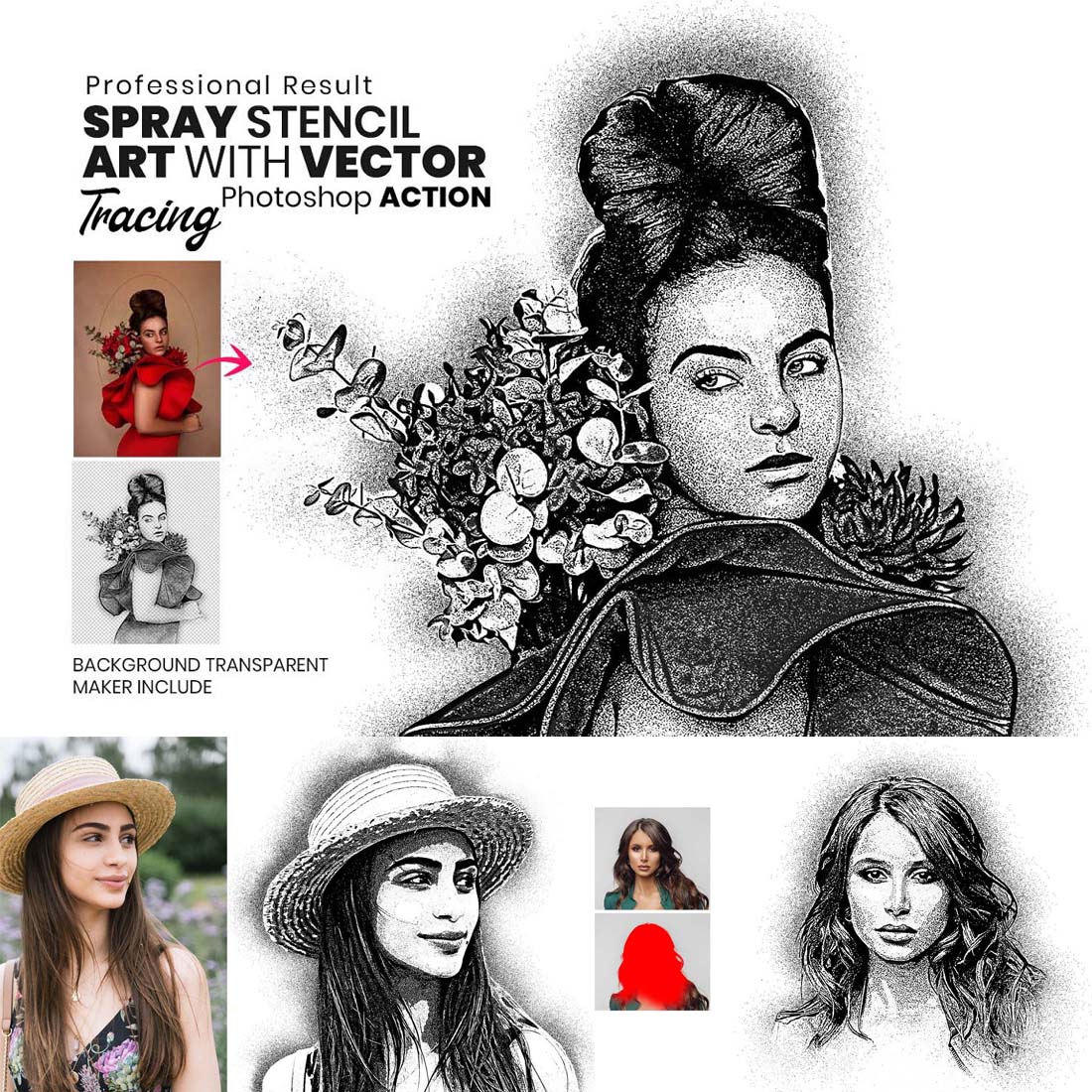 Spray Stencil Art Photoshop Action cover image.