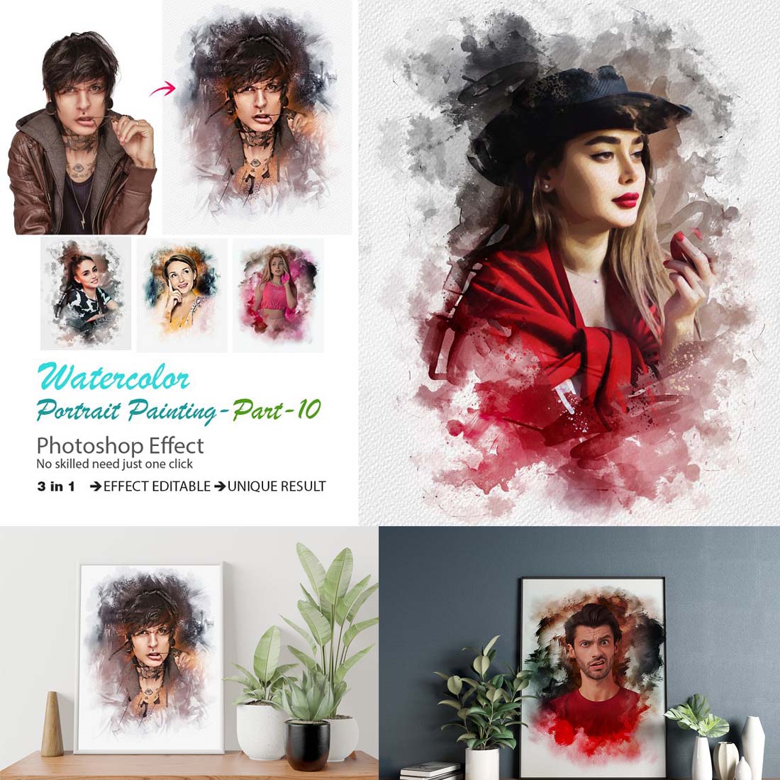 Watercolor Portrait Painting Effect cover image.