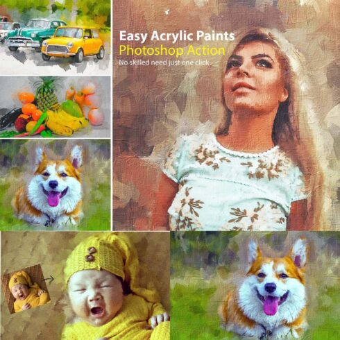 Easy Acrylic Paints Photoshop Action cover image.