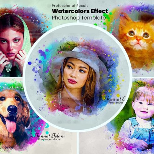 Realistic Watercolor Portrait Effect cover image.