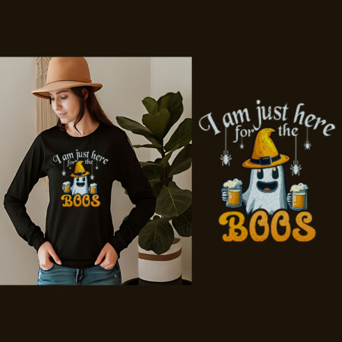 I’m here just here for the boos halloween t-shirt design cover image.