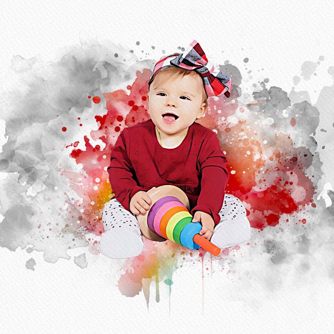 Baby Watercolor Painting Effect preview image.