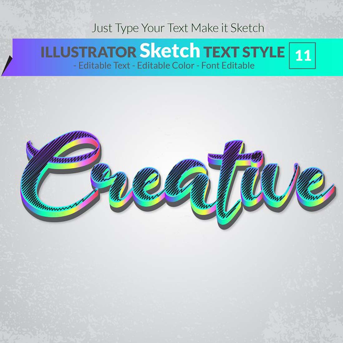 Sketch Text Effect Illustrator preview image.