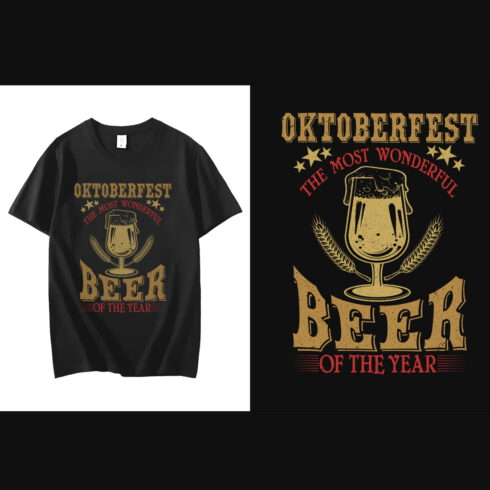 Oktoberfest the most wonderful beer of the year typography t shirt design cover image.