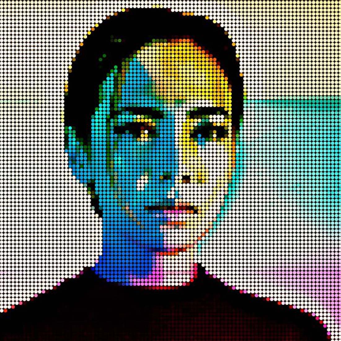 Dot Mosaic Portrait Photoshop Action preview image.