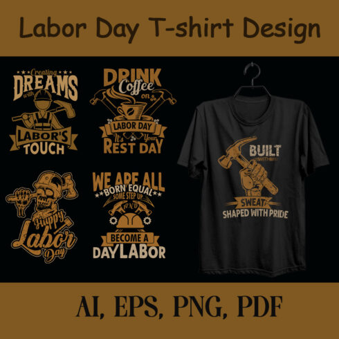 Labor day typography t-shirt design cover image.