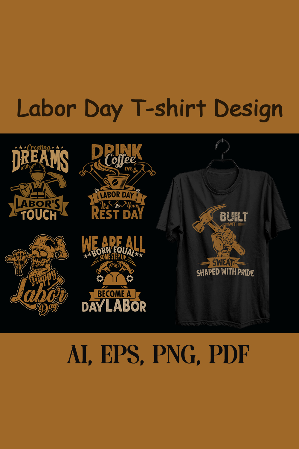 Labor day typography t-shirt design pinterest preview image.