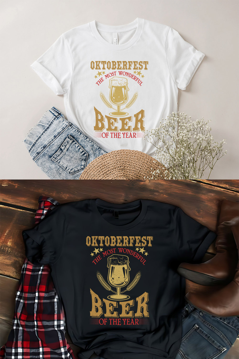 Oktoberfest the most wonderful beer of the year typography t shirt design pinterest preview image.