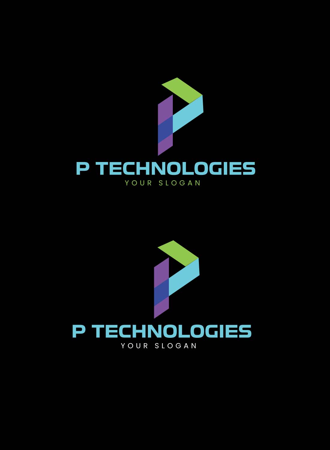 P Technologies Brand Logo Design pinterest preview image.
